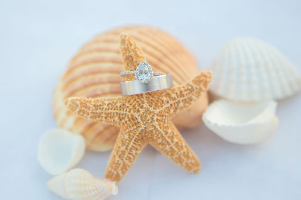 wedding rings on starfish