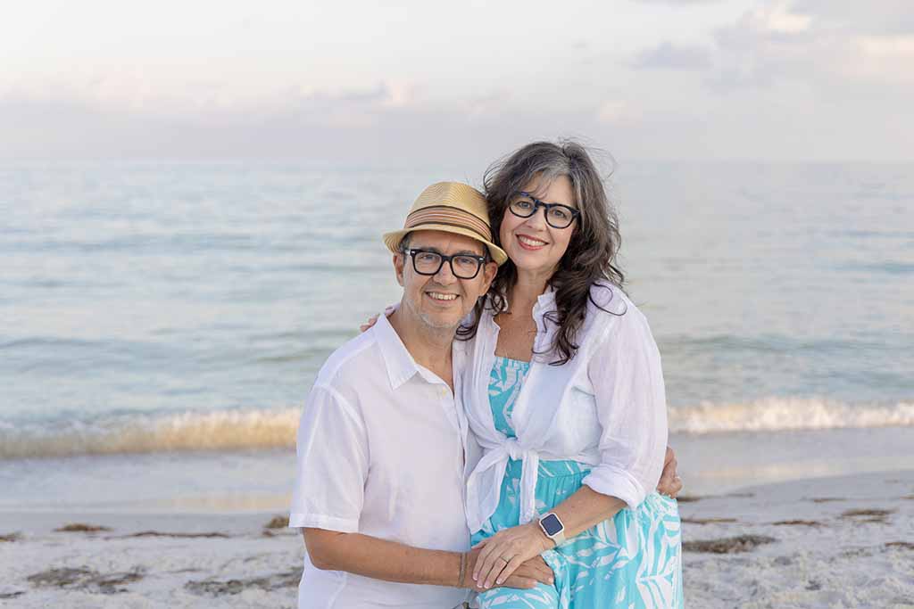 older couple together on beach