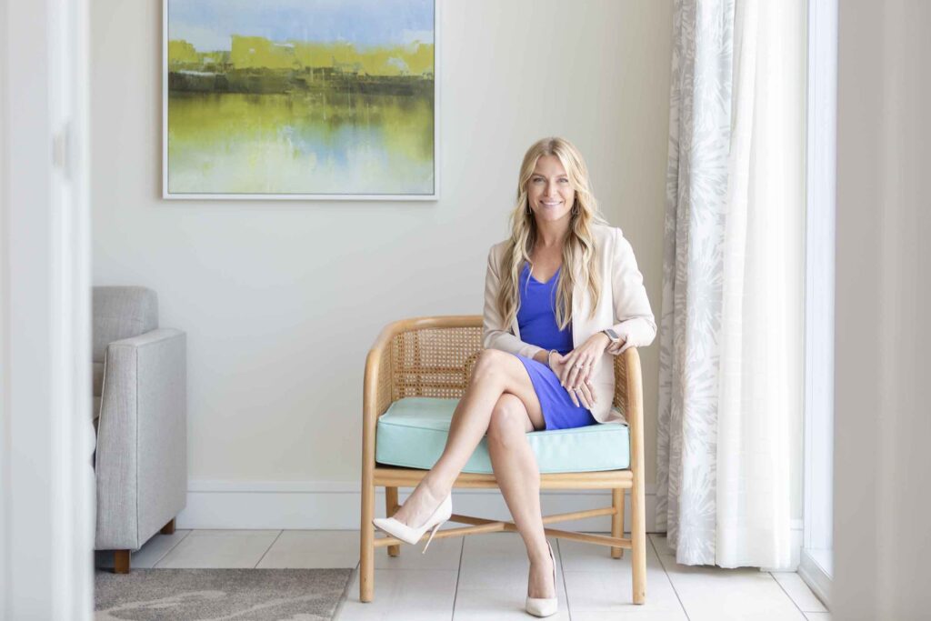 woman sitting in chair professional portrait session