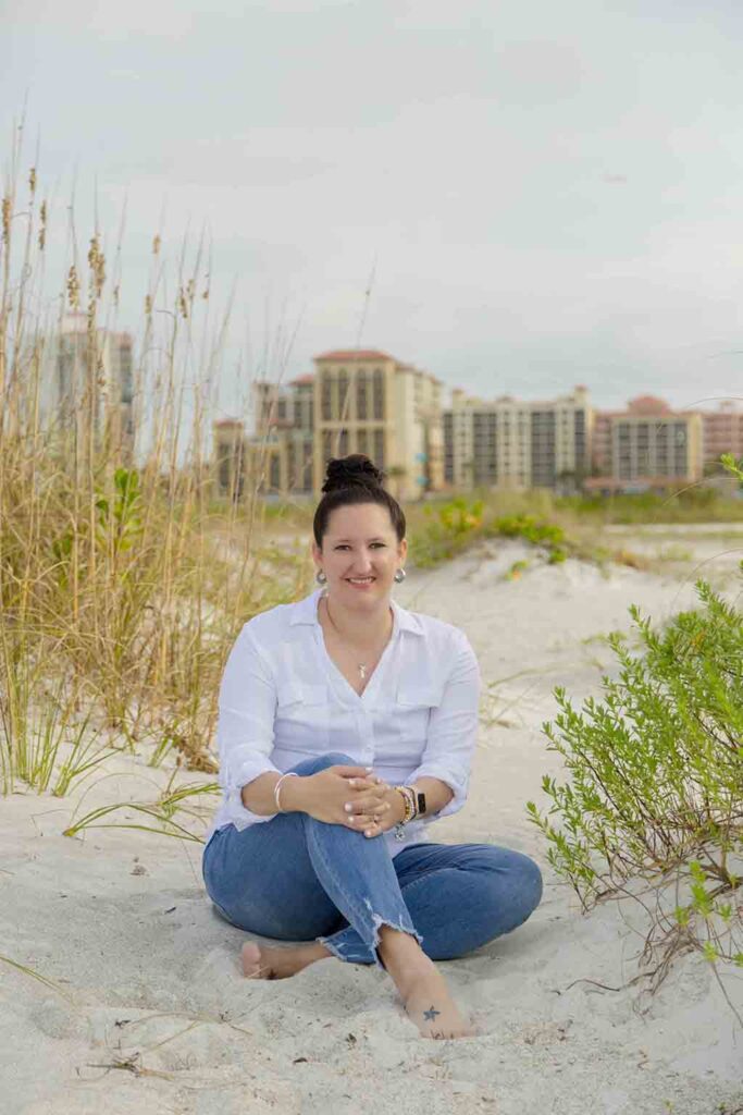 tampa headshot photographer sitting on beach