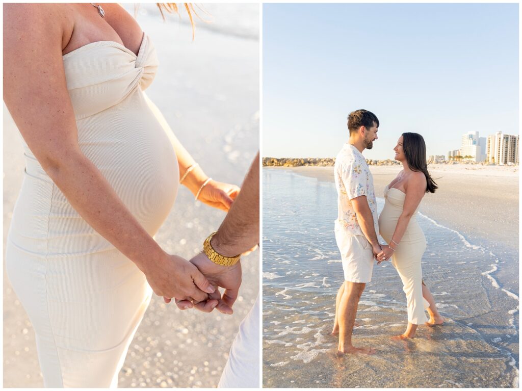 couple at sand key park for maternity pictures tampa maternity photographer